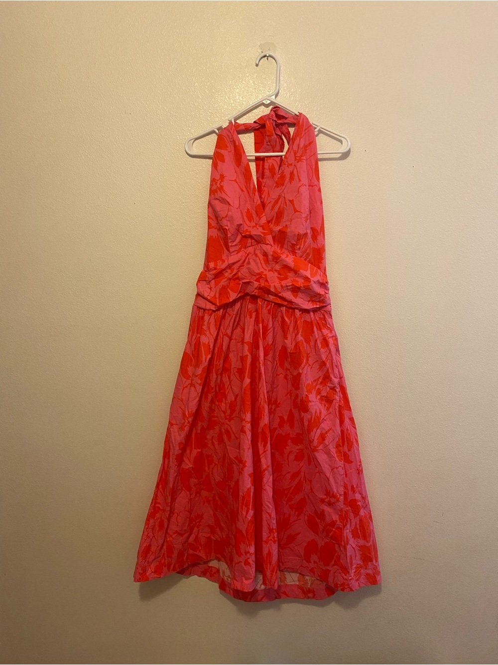 Boston Proper Pink & Coral Floral Halter Dress